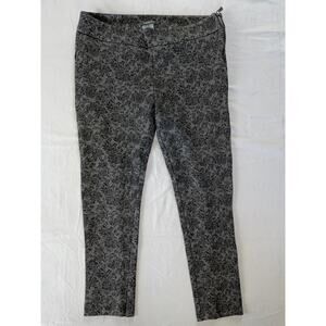 Ann Taylor Side Zip Ponte Knit Legging Pants. Black Floral, Size 8. GUC!!